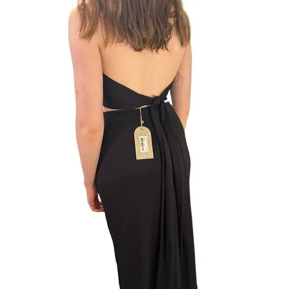 Meshki Heidi Dress Small Black Scoop Neck Backless Maxi Dress Stretch NWT - Picture 5 of 14
